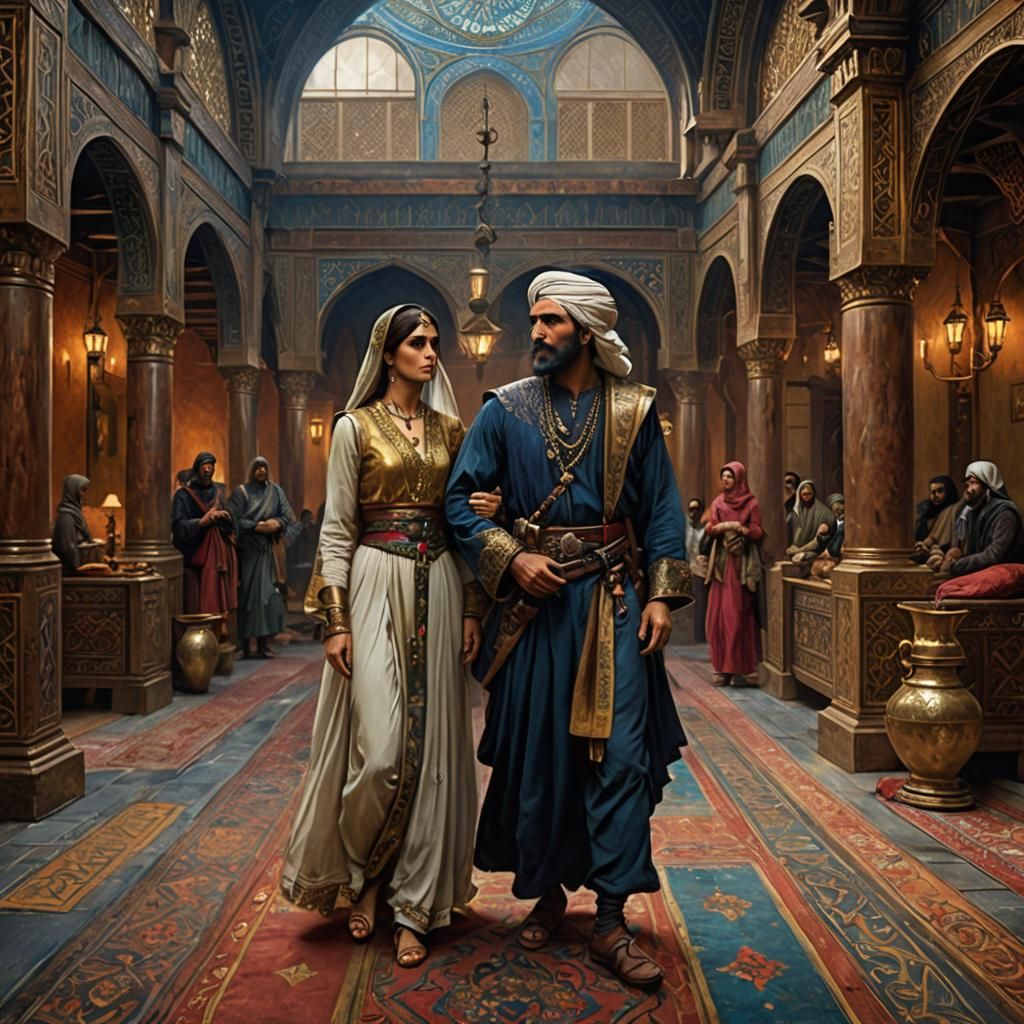 Sheikh and Harem Woman in Victorian Style