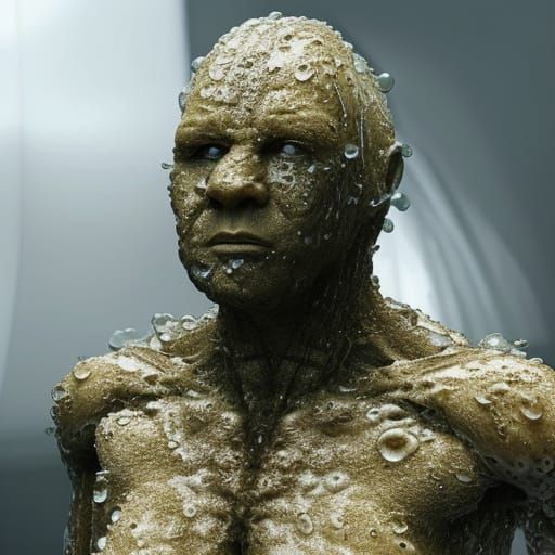 Water and Wax Humanoid with Exploding Head