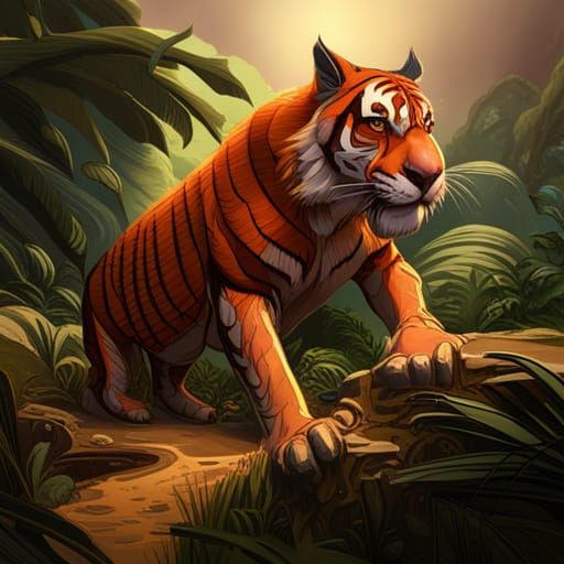Hyperdetailed Shere Khan Dark Fantasy Concept Art