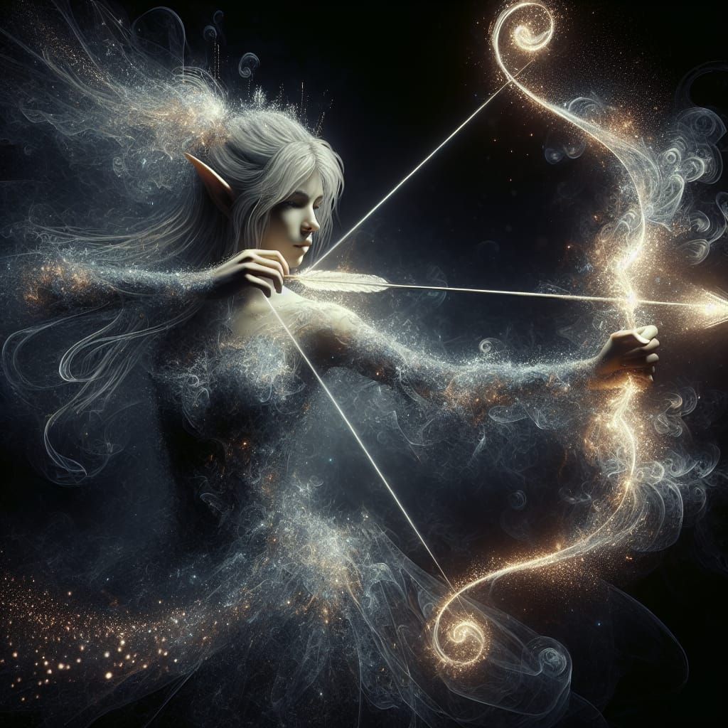 Ethereal Elf Archer in Hypermaximalism Style