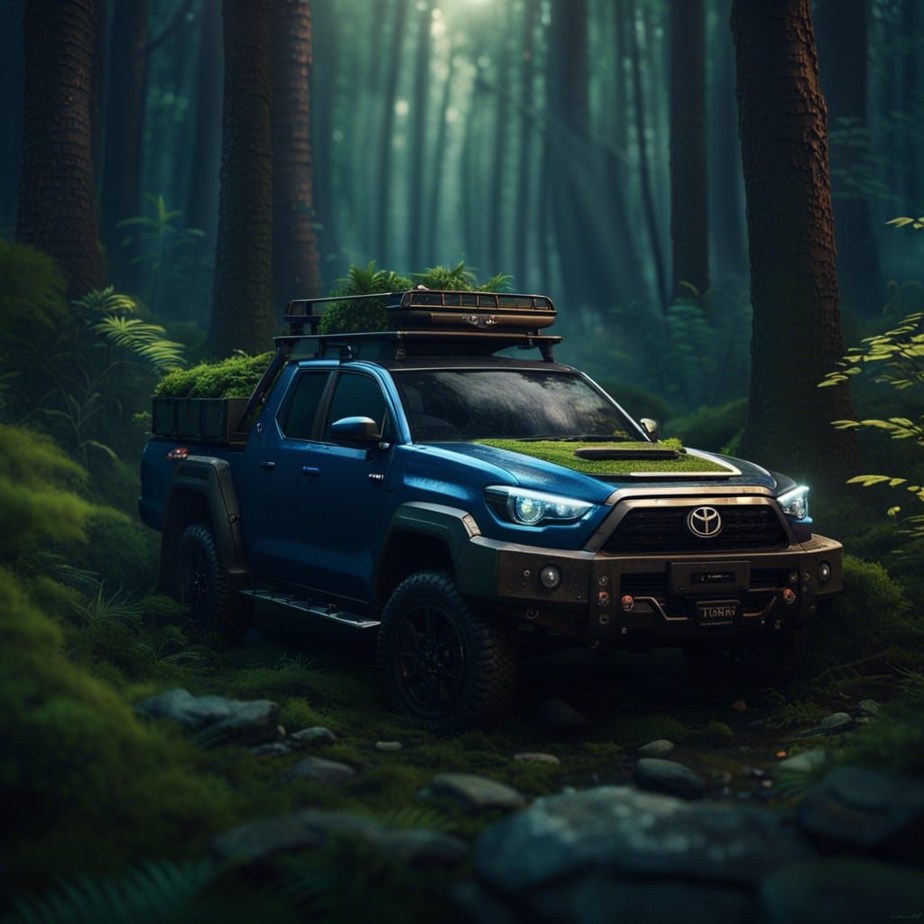 Anime Toyota Hilux Ute in Forest Landscape