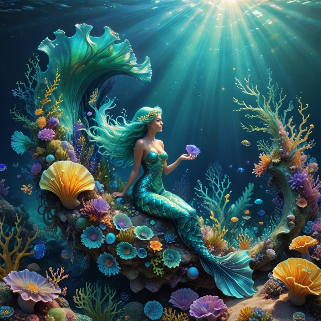 Surreal Astral Mermaid in Cosmic Oceanic Realm
