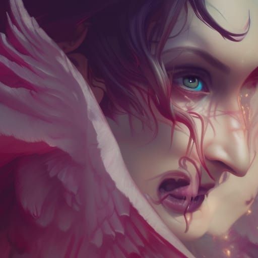 Angelic Demon Portrait in Hyperdetailed Digital Art