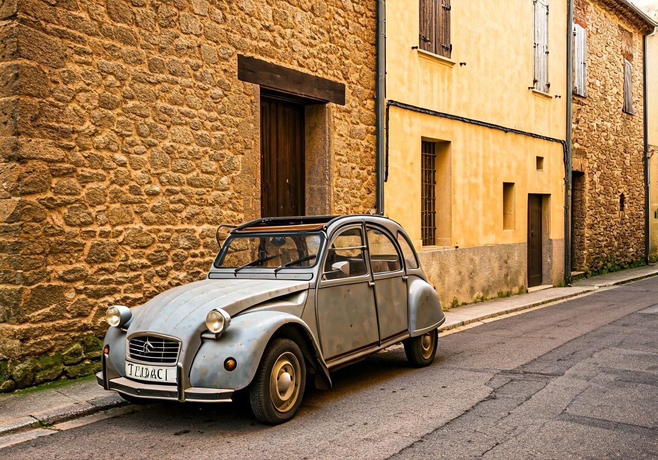 Vintage Citroën 2CV in Rustic European Town