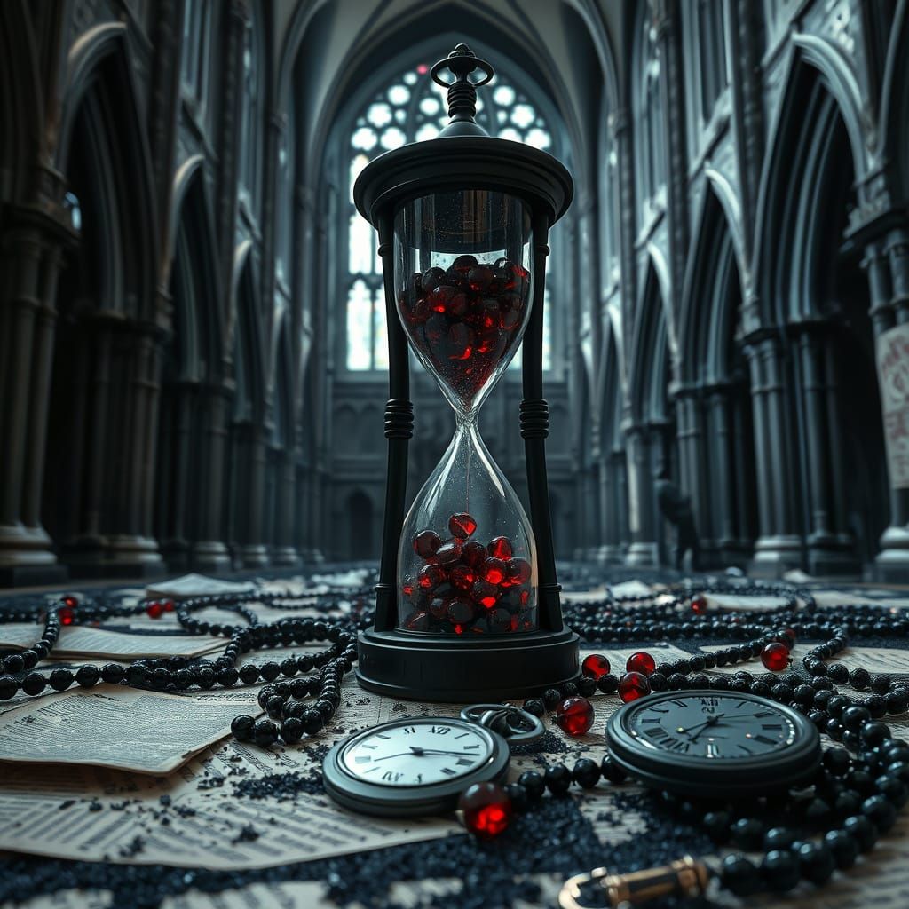 Gothic Cathedral Junk Journal with Ruby Hourglass