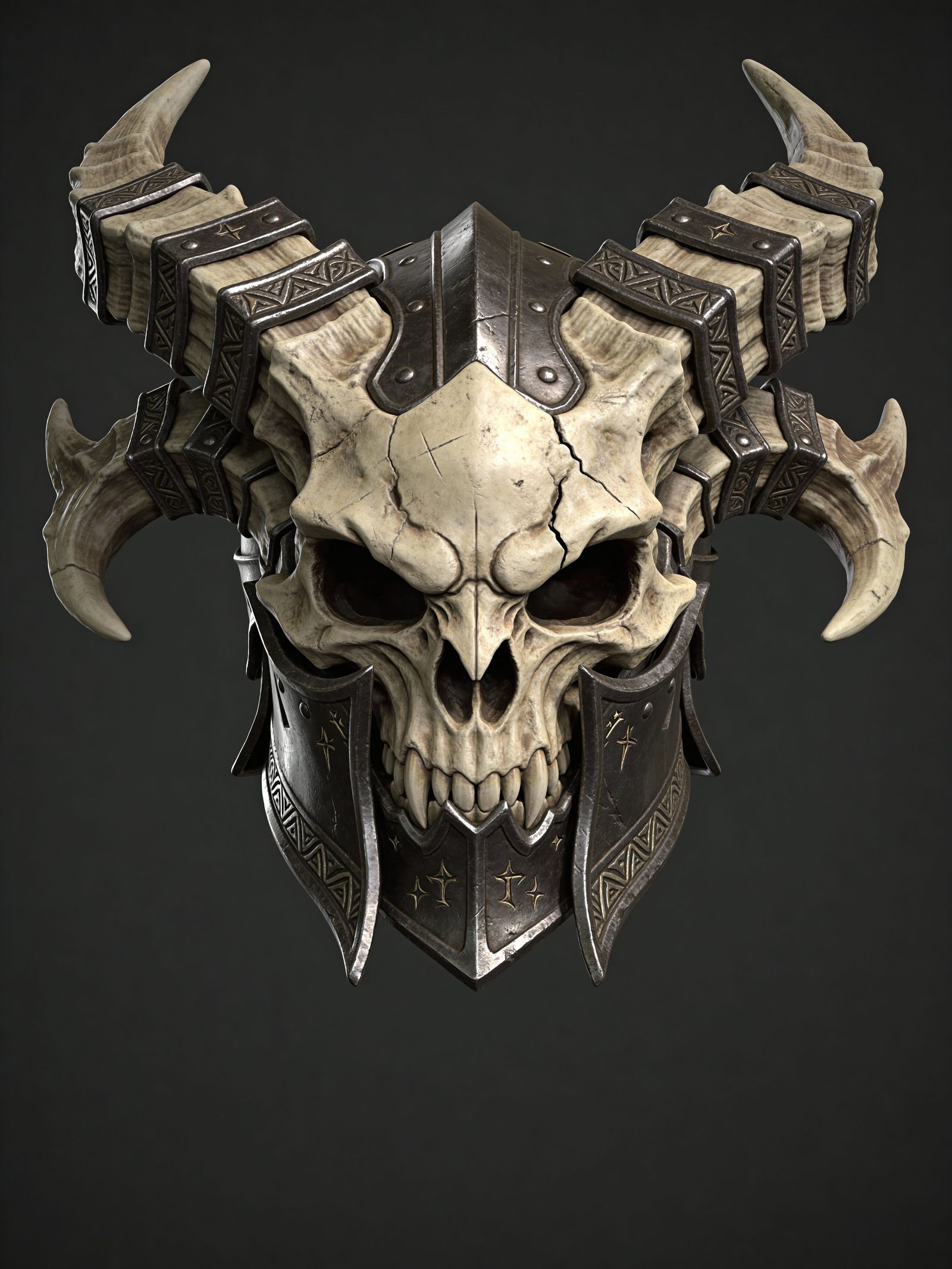 Dragon Skull Helmet: 3D Render of Brutal Armor