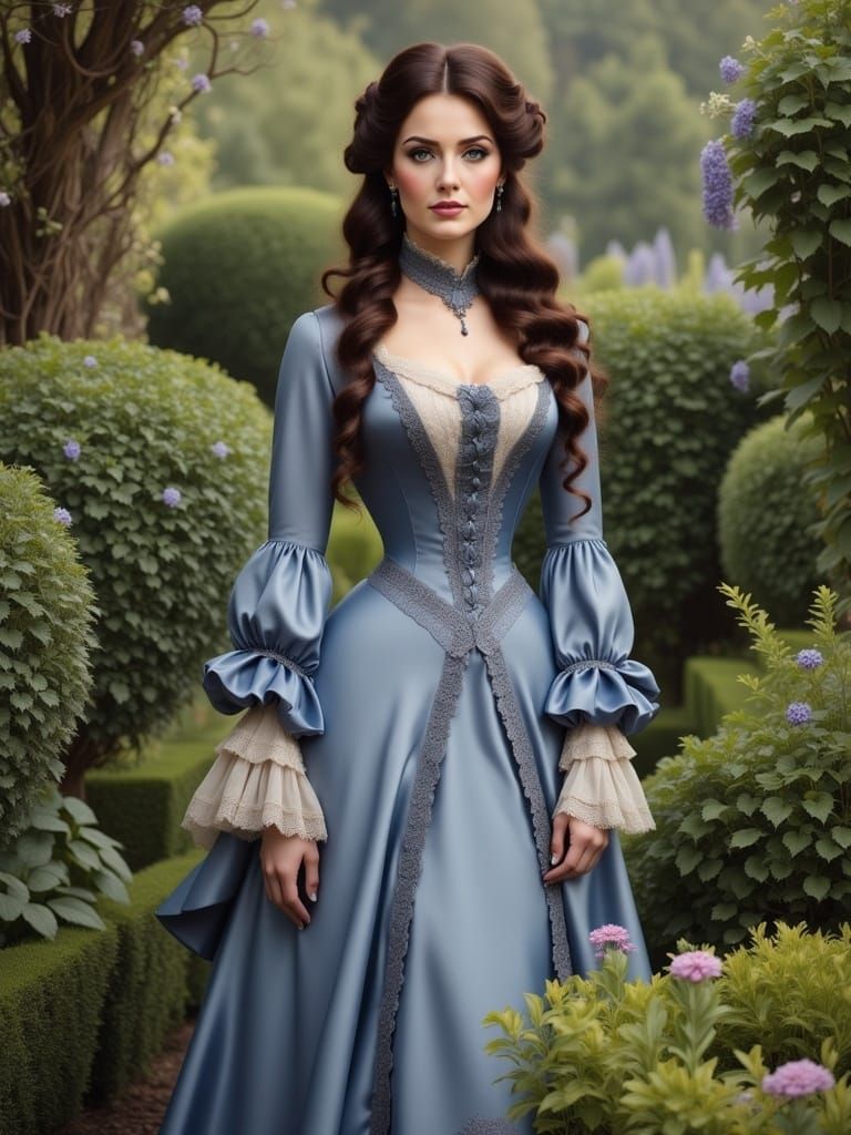 Victorian Beauty in Elegant Garden Setting