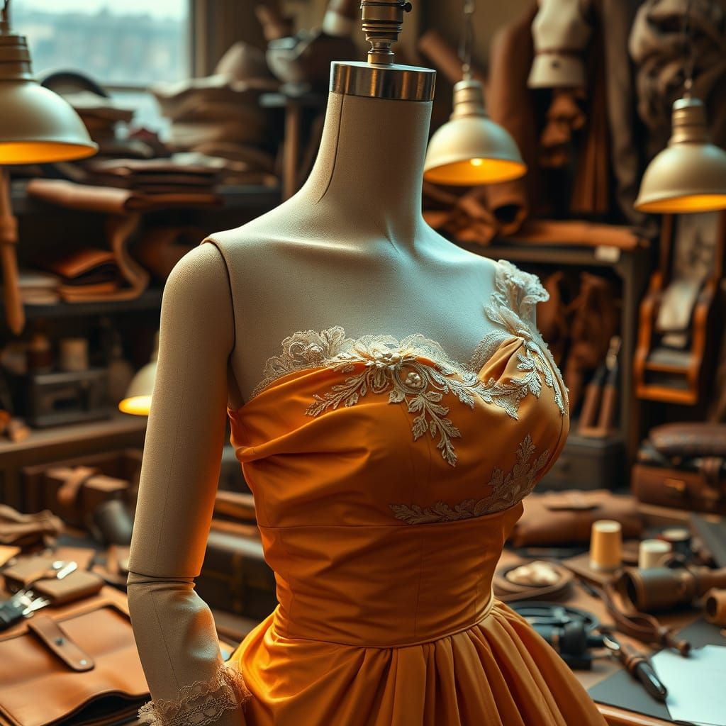Luxurious Vintage Fashion in a Sewing Workshop