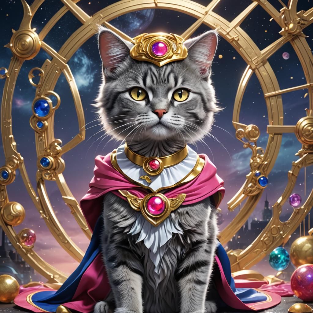 Cat as Sailor Moon in Anime Style