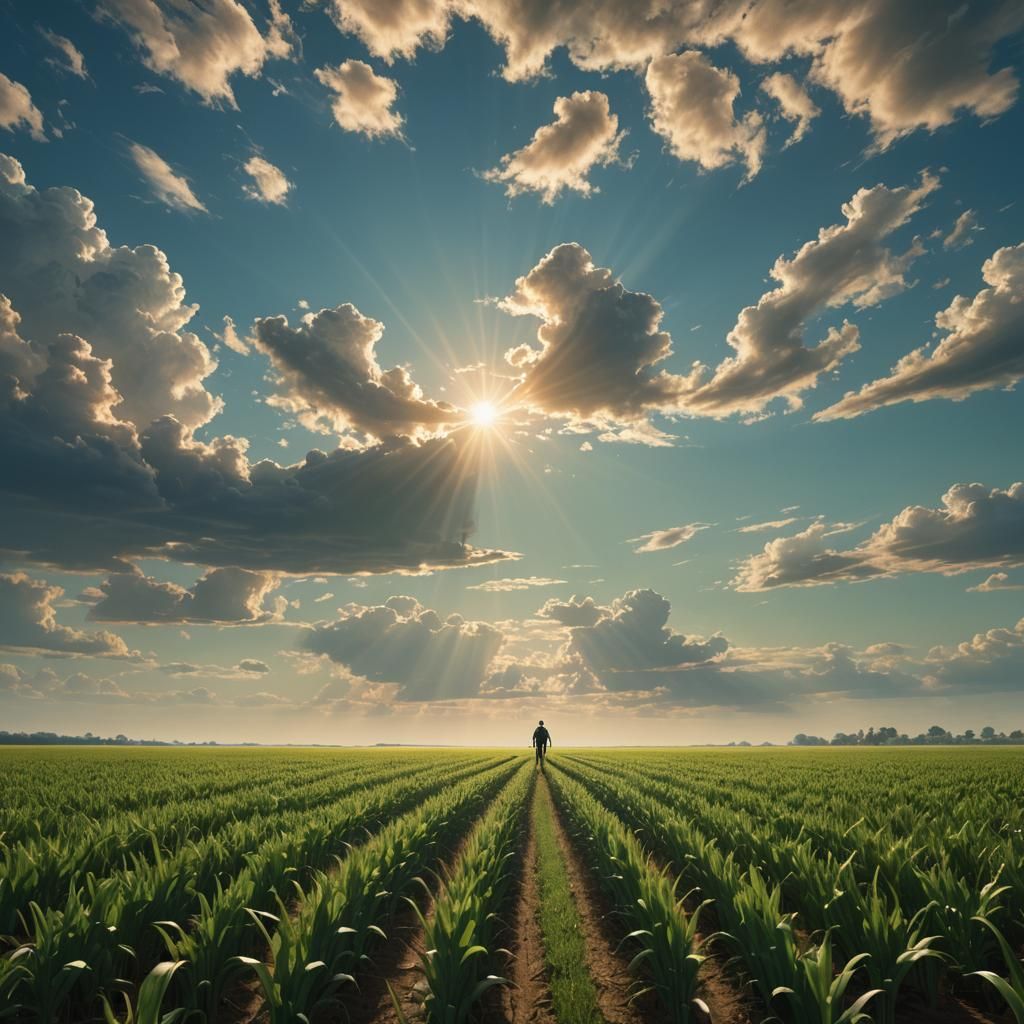 Epic Cornfield Landscape in Golden Light