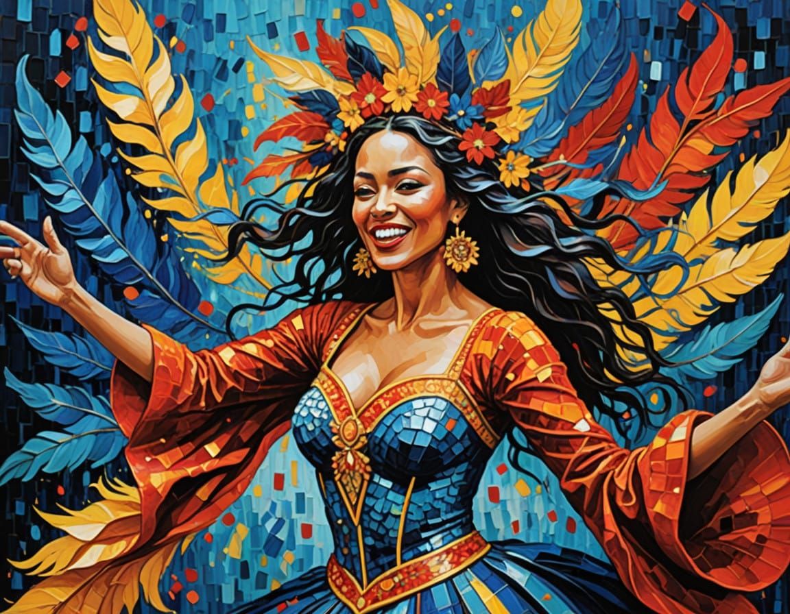 Samba Dancer in Vibrant Carnival Attire
