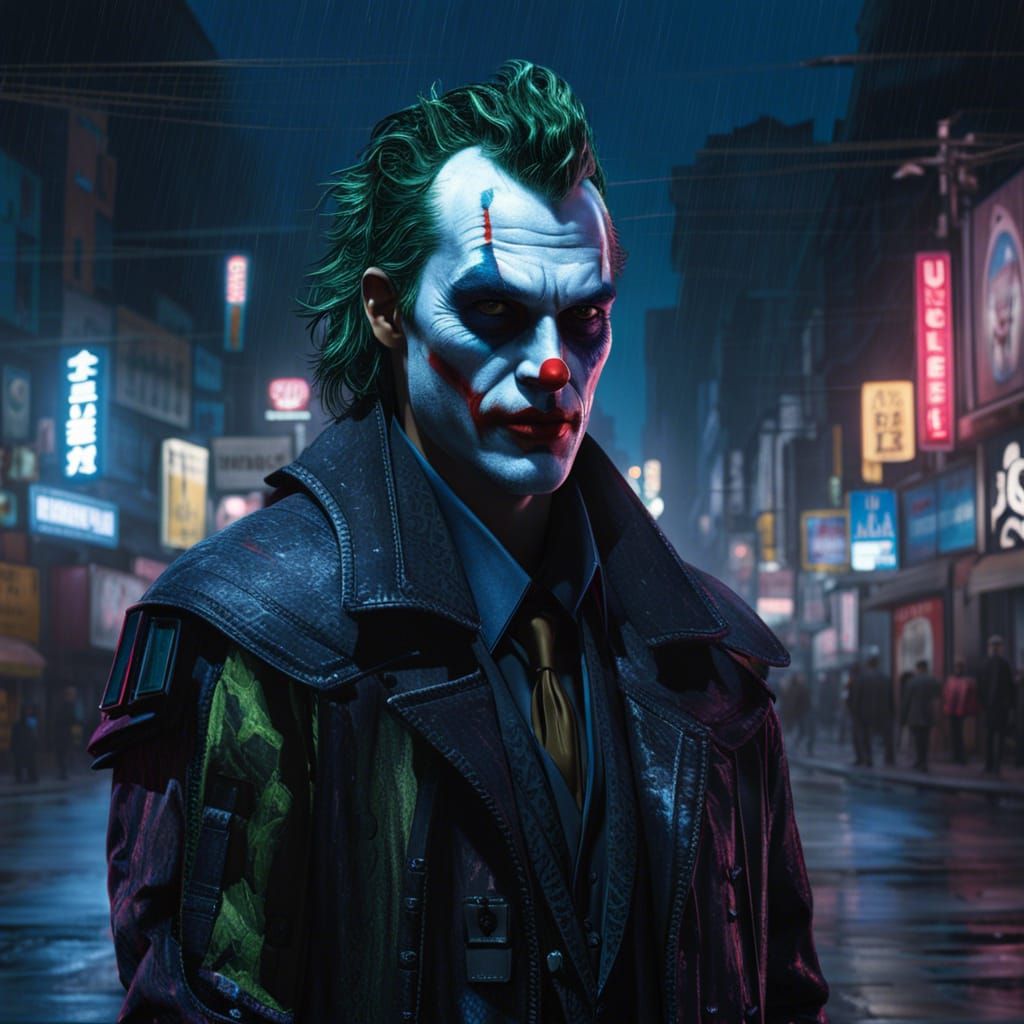 Cyberpunk Joker Portrait in Gothic Style