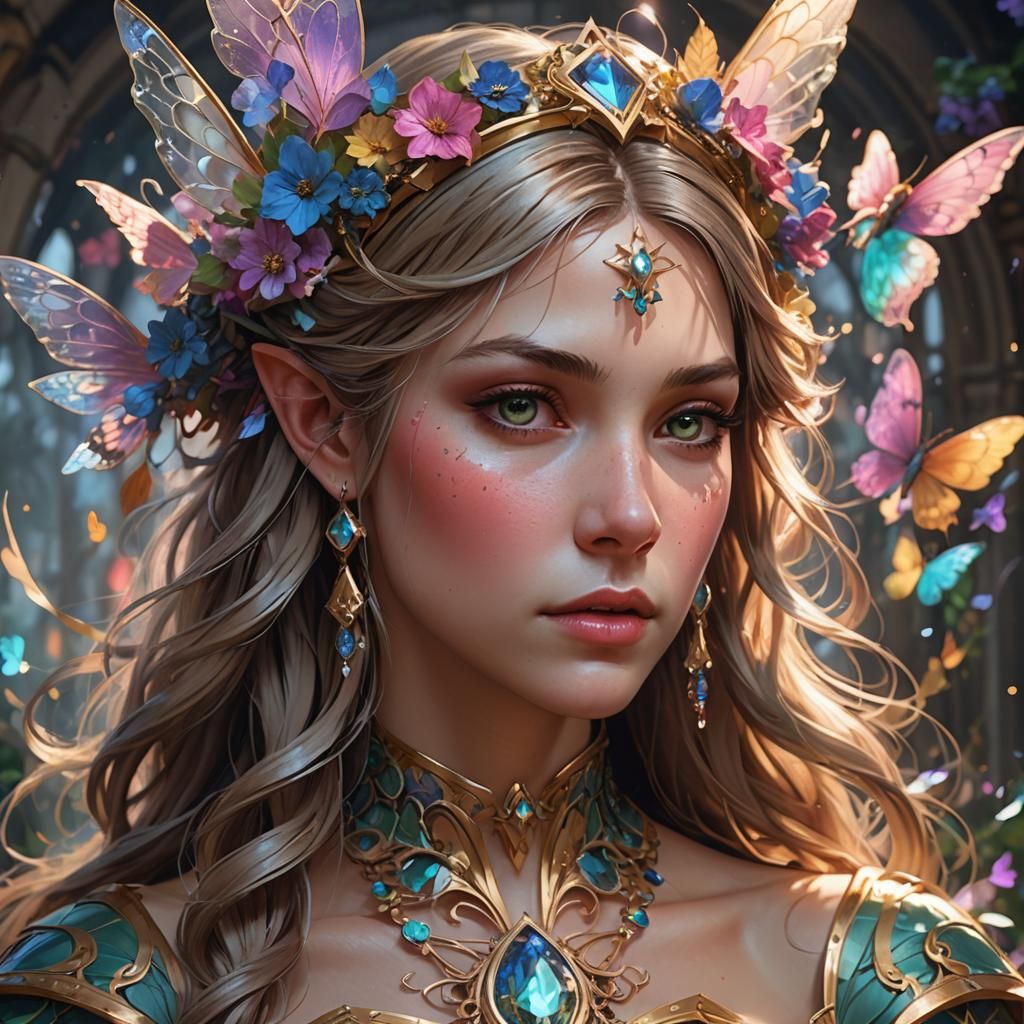 Detailed Fairy Princess Portrait in Volumetric Lighting
