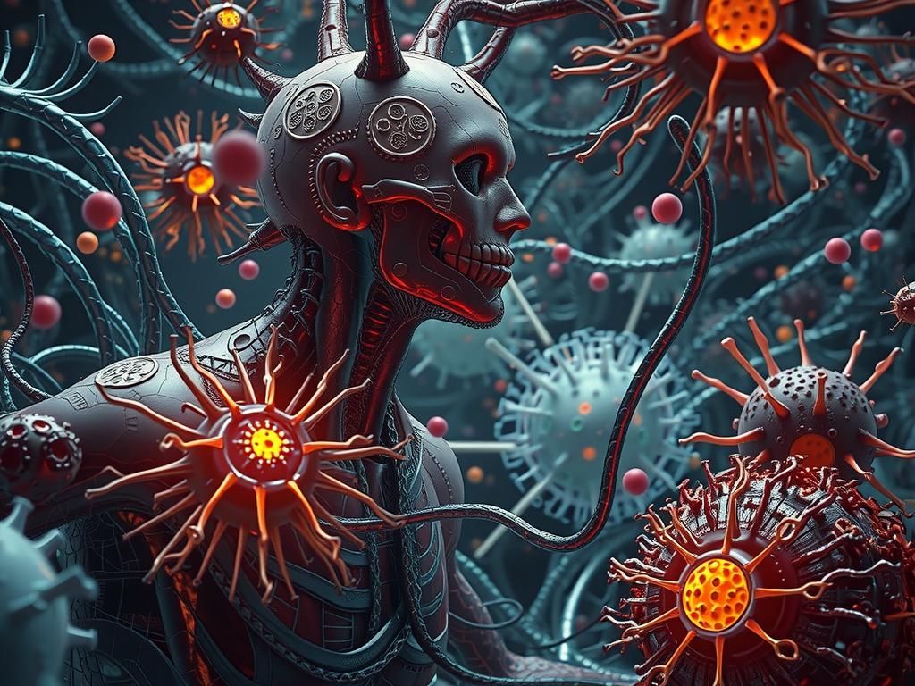Surreal Human Body Metropolis Teeming with Microscopic Life