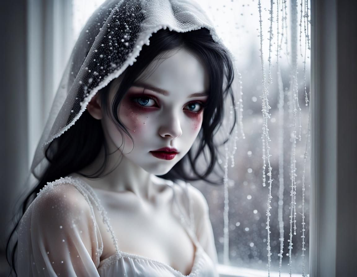 Silk Dollequin Figure Illuminated by Inner Light