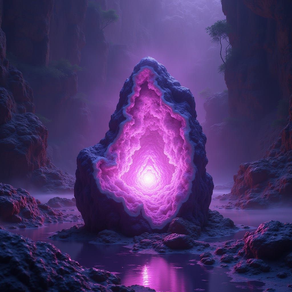 Amethyst Geode Mindscape with Crystalline Fractals