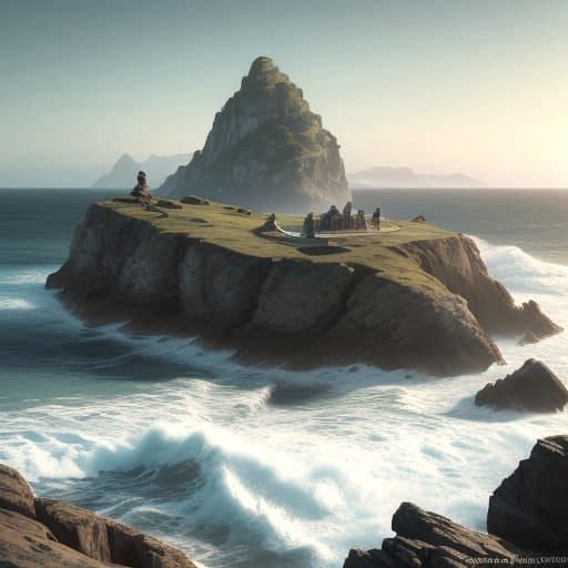 Man and Dragon Companionship in Coastal Landscape