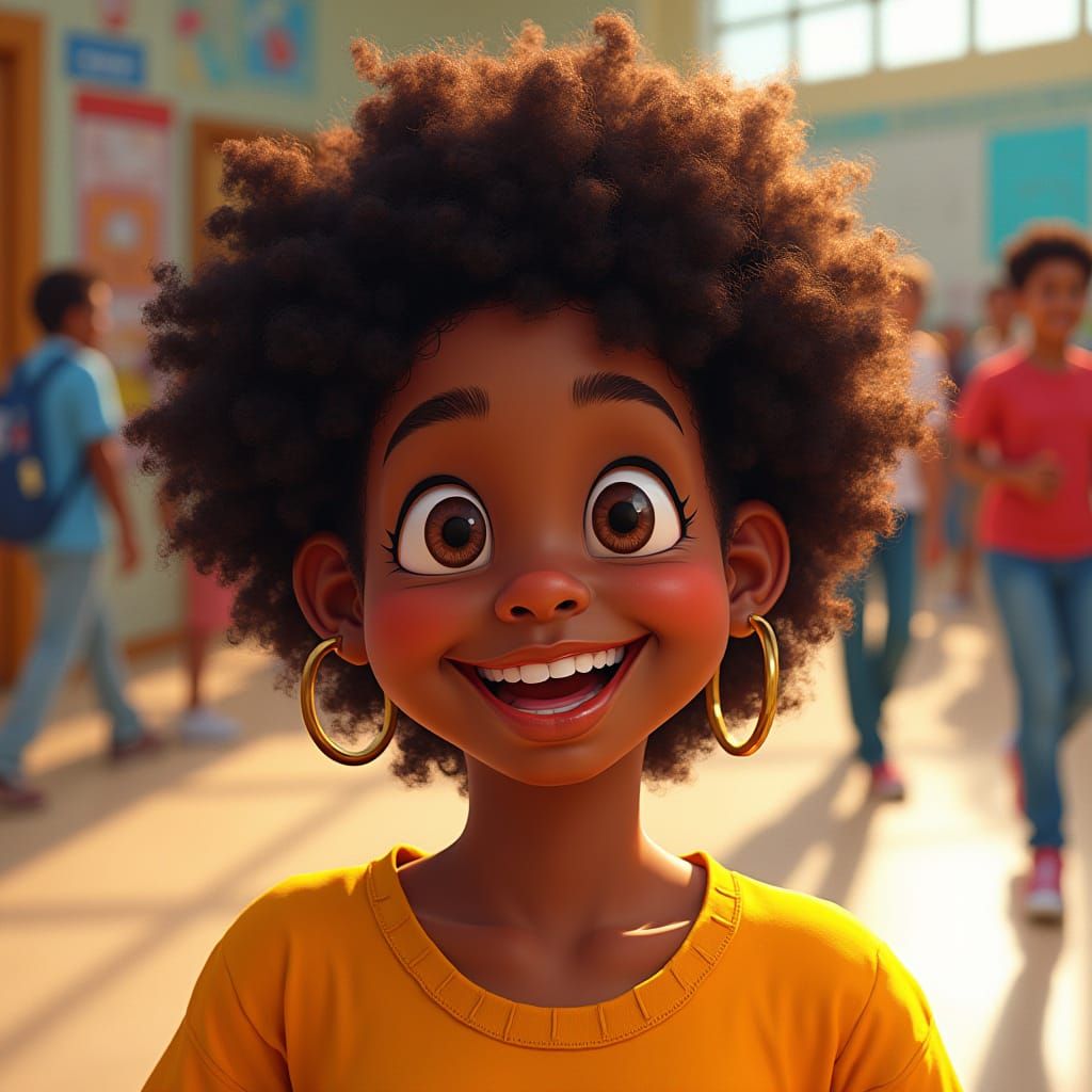 Joyful Black Teen Celebrates Feel Good Friday in Vibrant Hue...