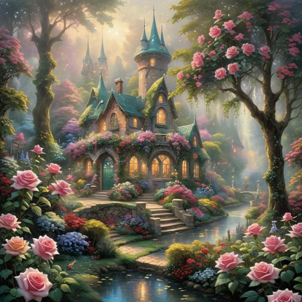 Prism Rose in Fairytale Garden, Ethereal Fantasy