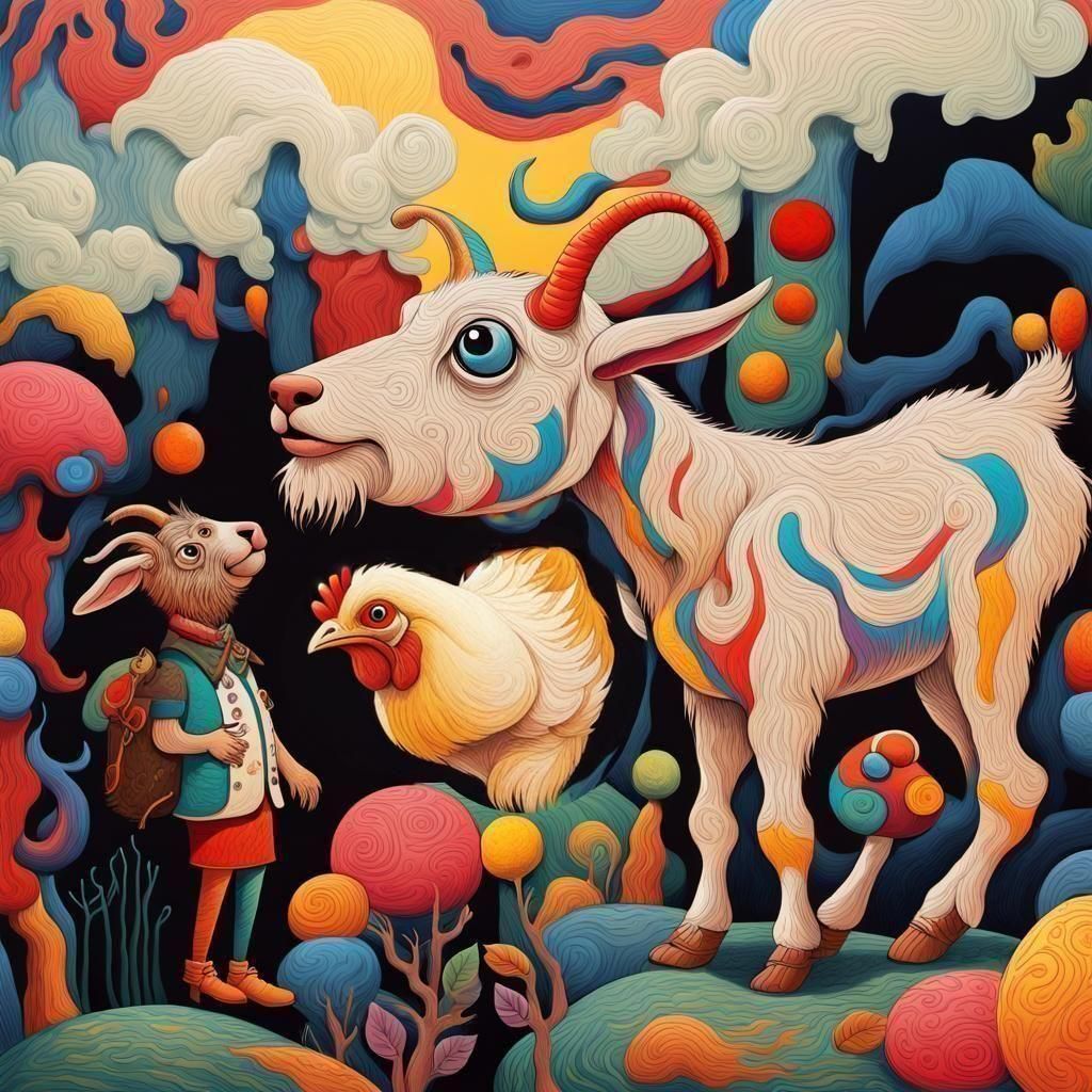 Whimsical Chicken Illustration in Vibrant Colors