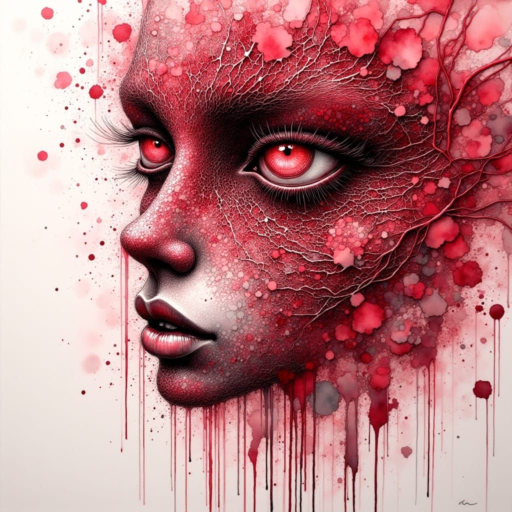 Abstract Crimson Tear as Vector Fractal