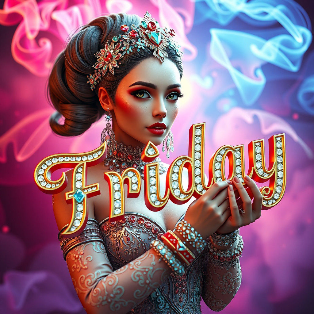 Woman Holds Friday Sign in Hyperrealistic Digital Art