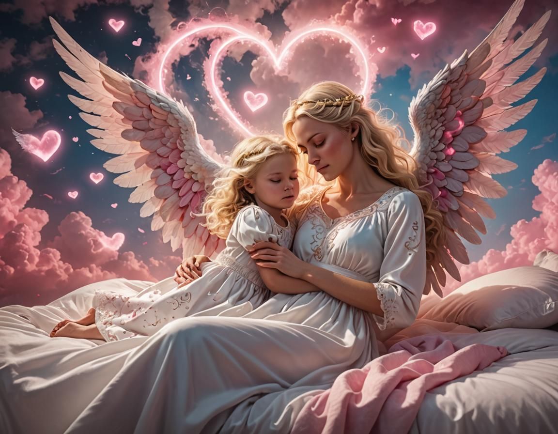 Angelic Mother Transfers Energy to Daughter: Hyperrealistic ...