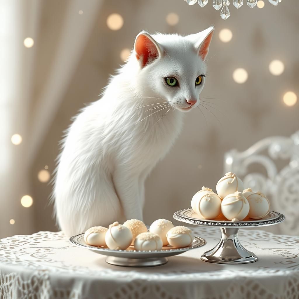 Elegant Ermine with White Chocolates: 3D Digital Art