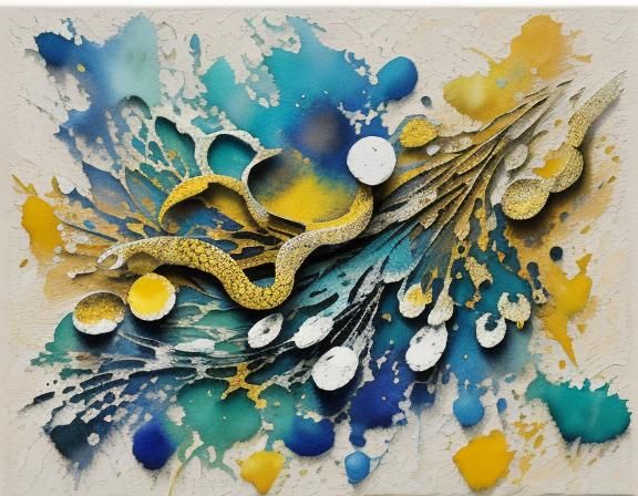 Abstract Mosaic in Gouache and Watercolor Style