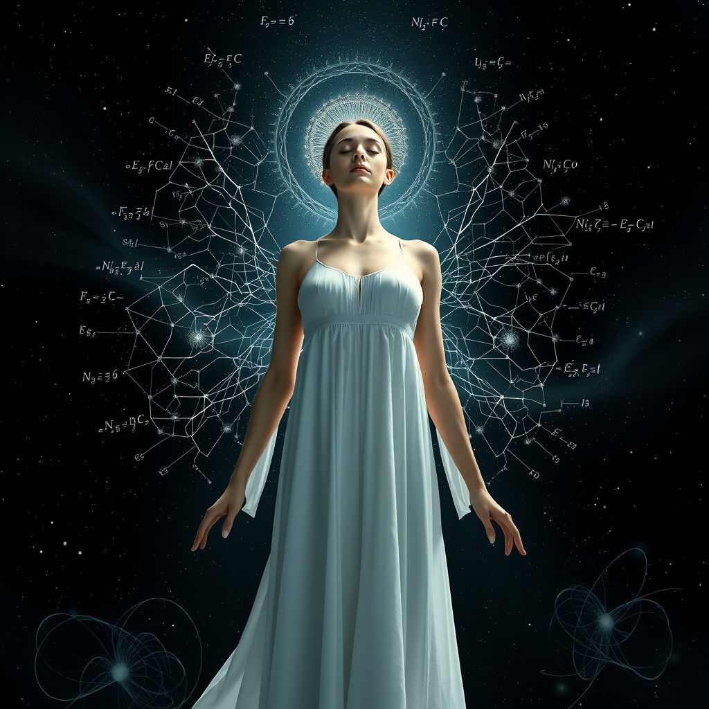 Unified Consciousness: Woman in Starry Space