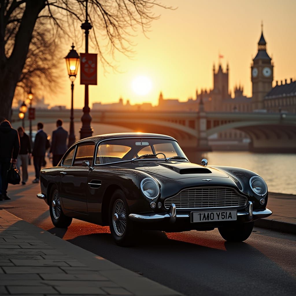 Aston Martin DB5 at Sunset in London