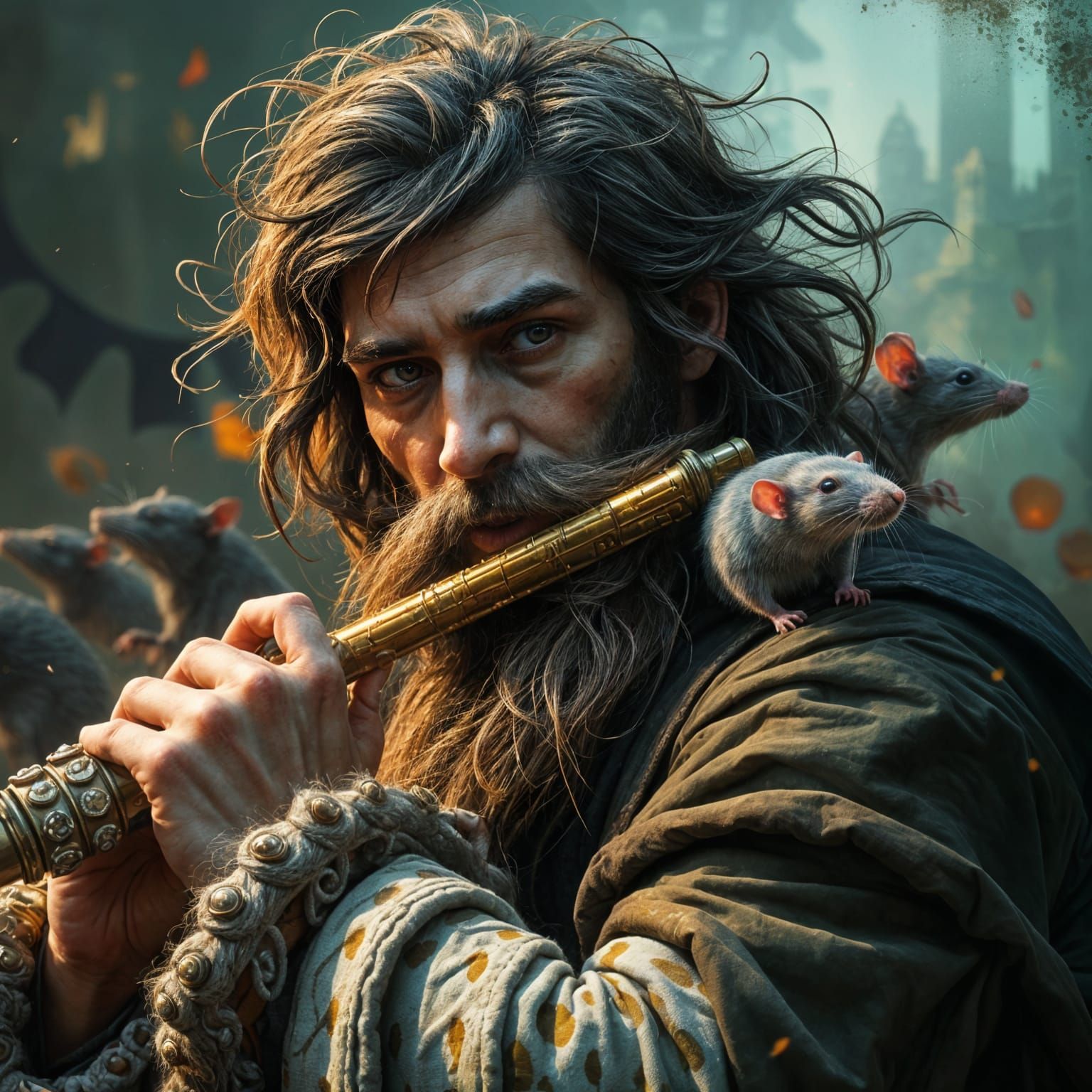 Hyperrealistic Pied Piper Leads Rats from Ireland