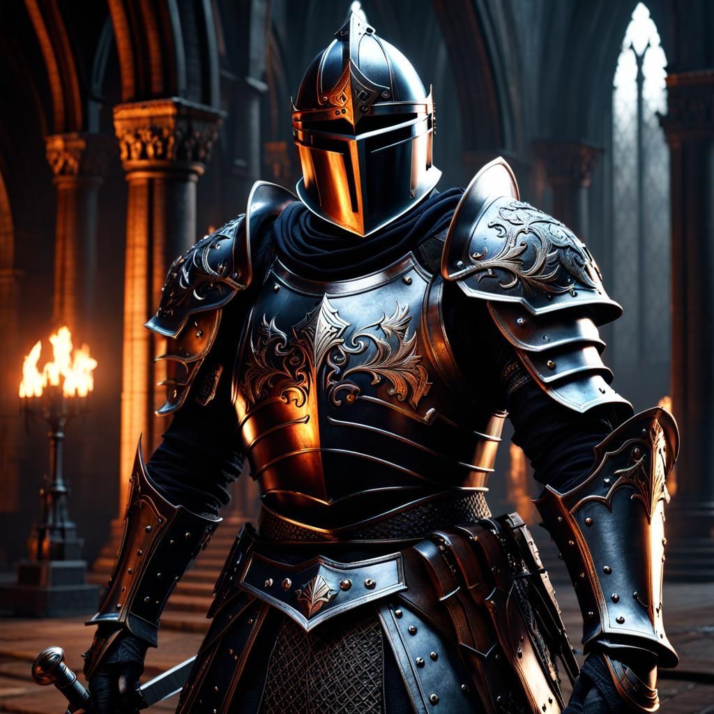 Gothic Knight in Dark Fantasy Battle
