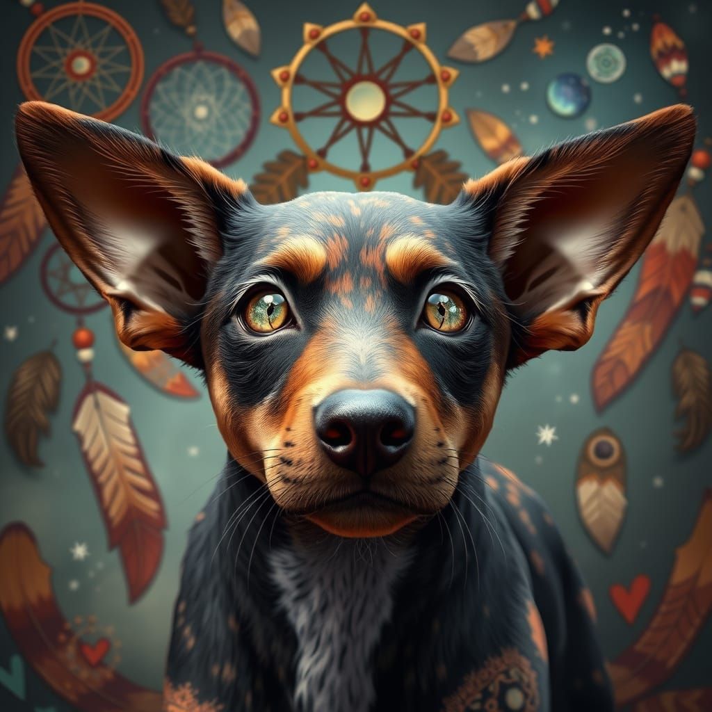 Catahoula Cur in Whimsical 3D Anime Style
