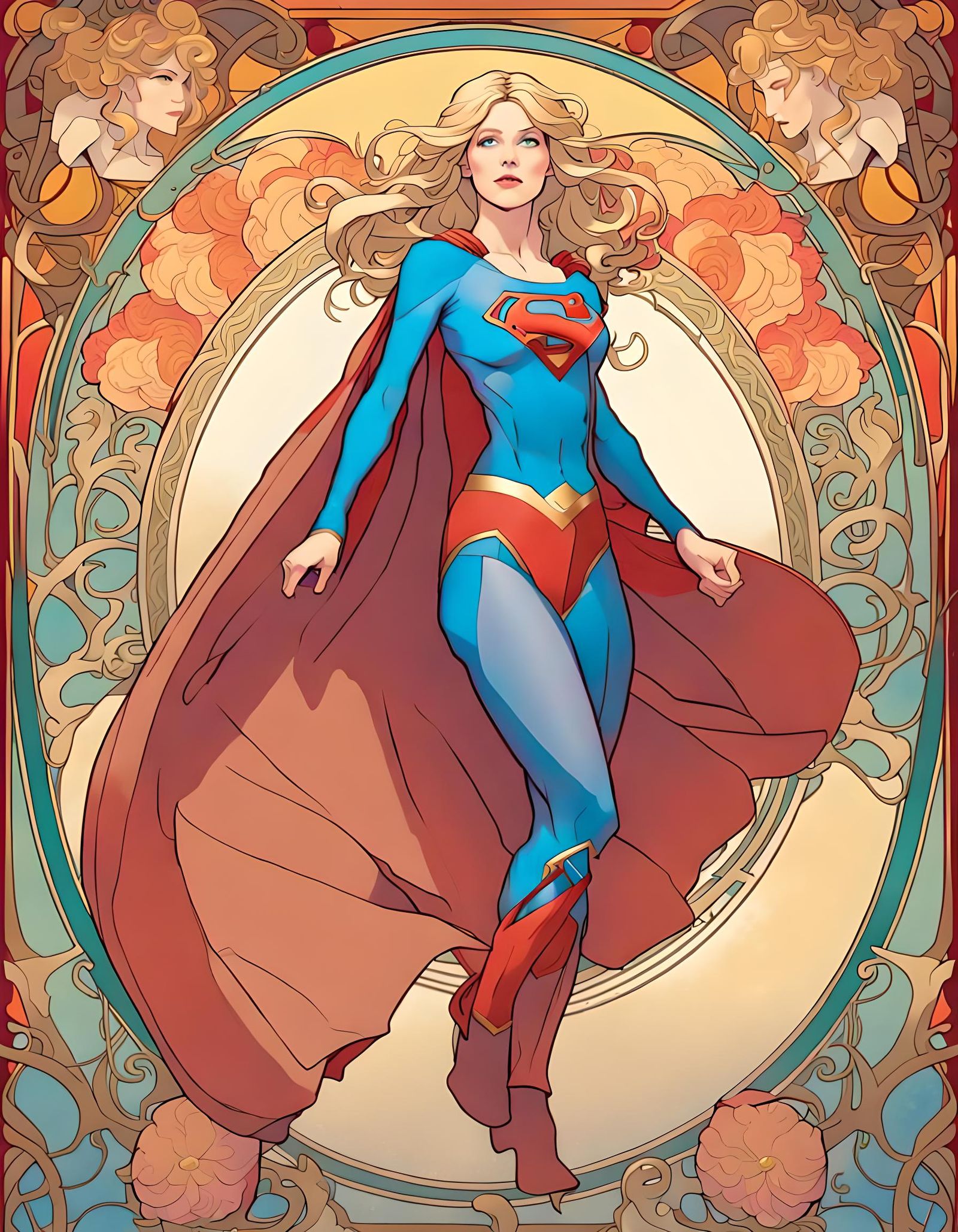 Melissa Benoit as Supergirl, Alphonse Mucha style