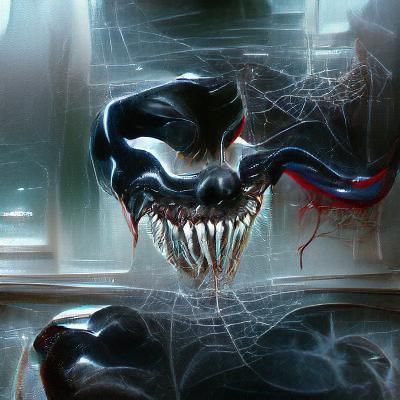 Sinister Alien Venom with Webs, Fantasy Art