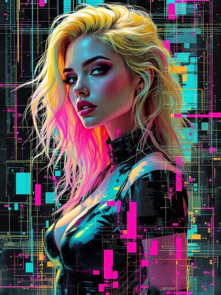 Renaissance Glitch: Pin-Up in Industrial Fusion