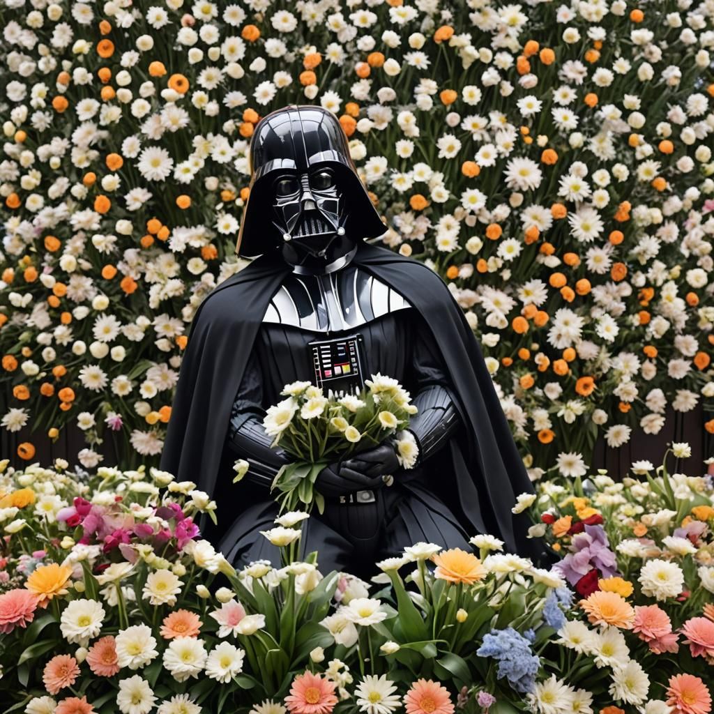 Darth Vader Memorial Tribute with Flowers
