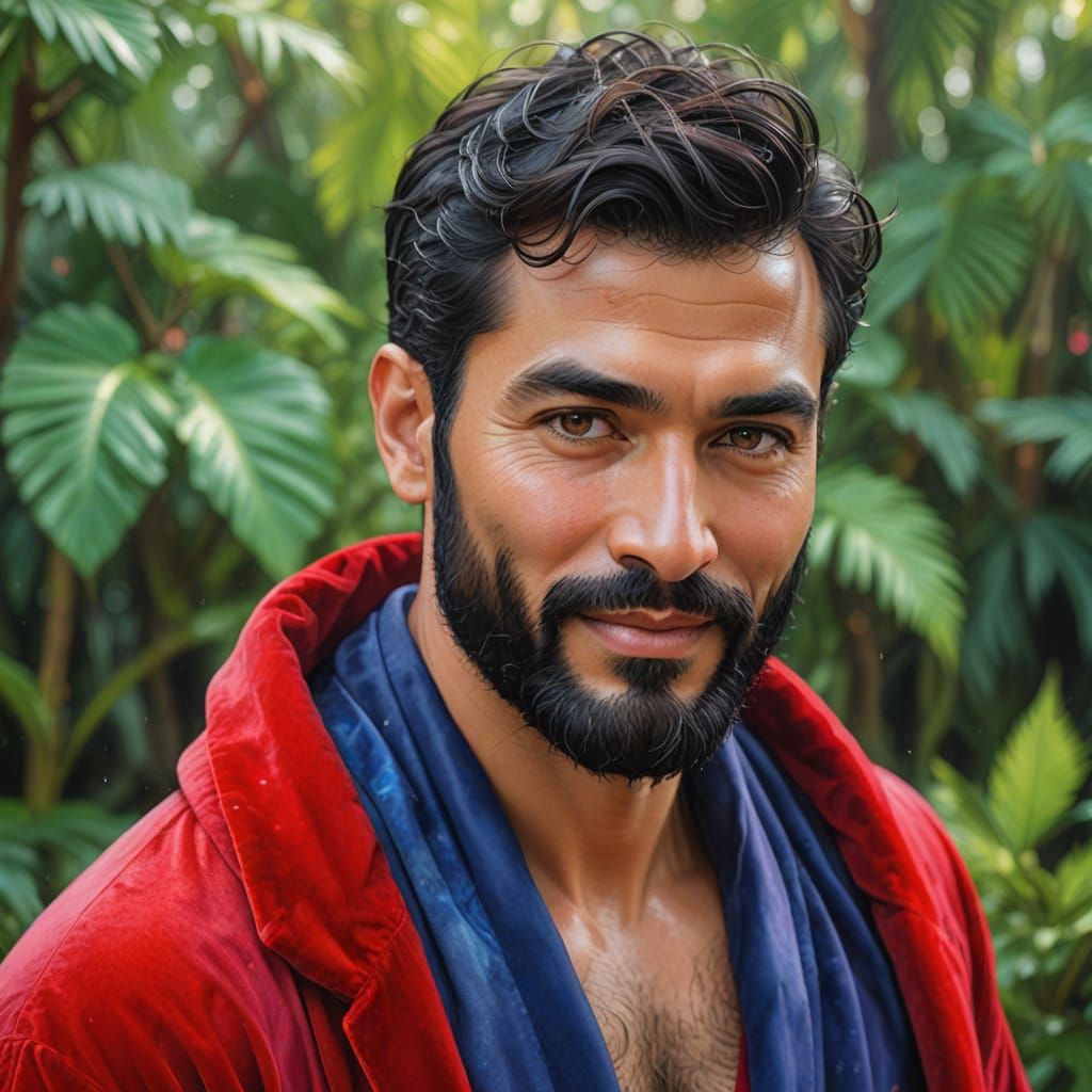 Divine Red Velvet Hunk in Art Nouveau Style