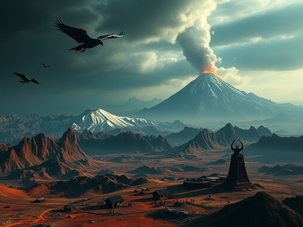 Mordor's Desolate Skyline with Sauron's Tower