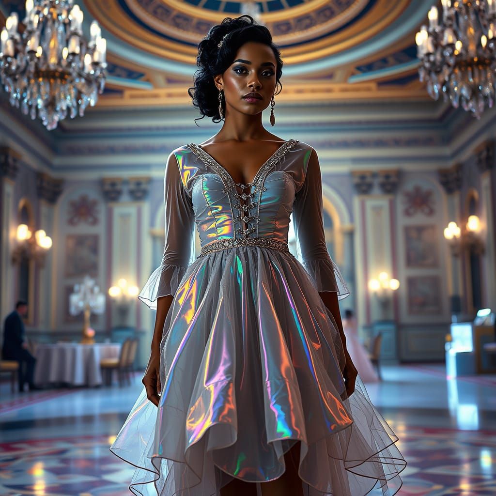 Ethereal Ballroom Vision in Iridescent Soap Bubble Dress