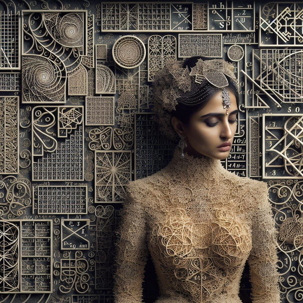 Mathematical Beauty: Woman Visualizing Complex Formulas