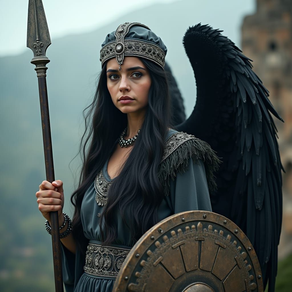 Armenian Woman with Wings in Ancient Fortress