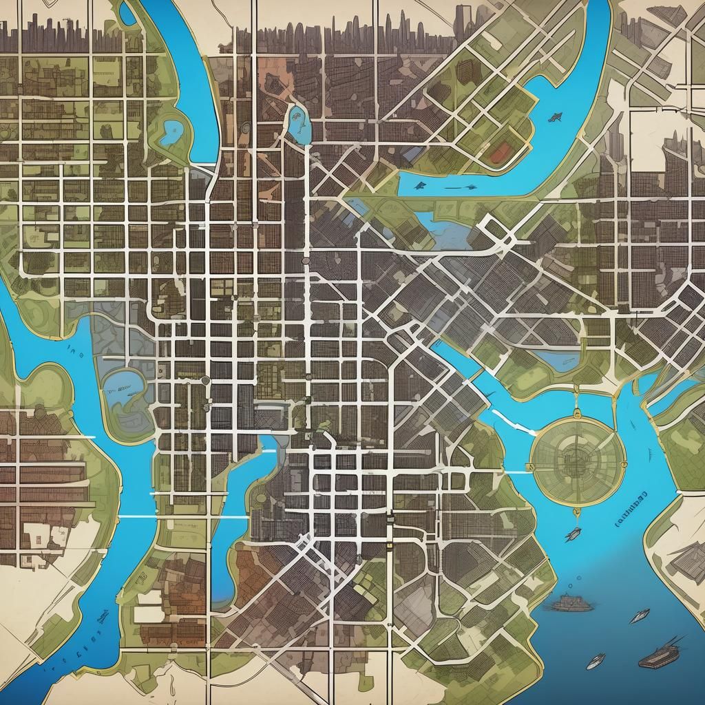 Detailed DND Map of a Modern City