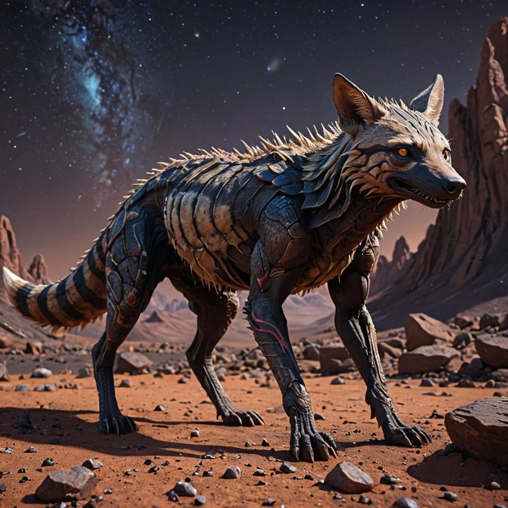 Aardvark Alien on Barren Exoplanet in Neon 3D Style