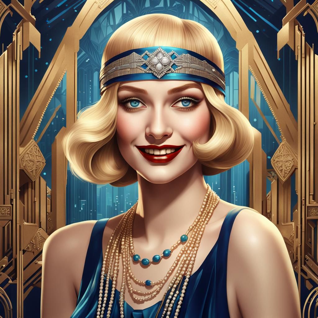 Art Deco Flapper Illustration in 1920s Style