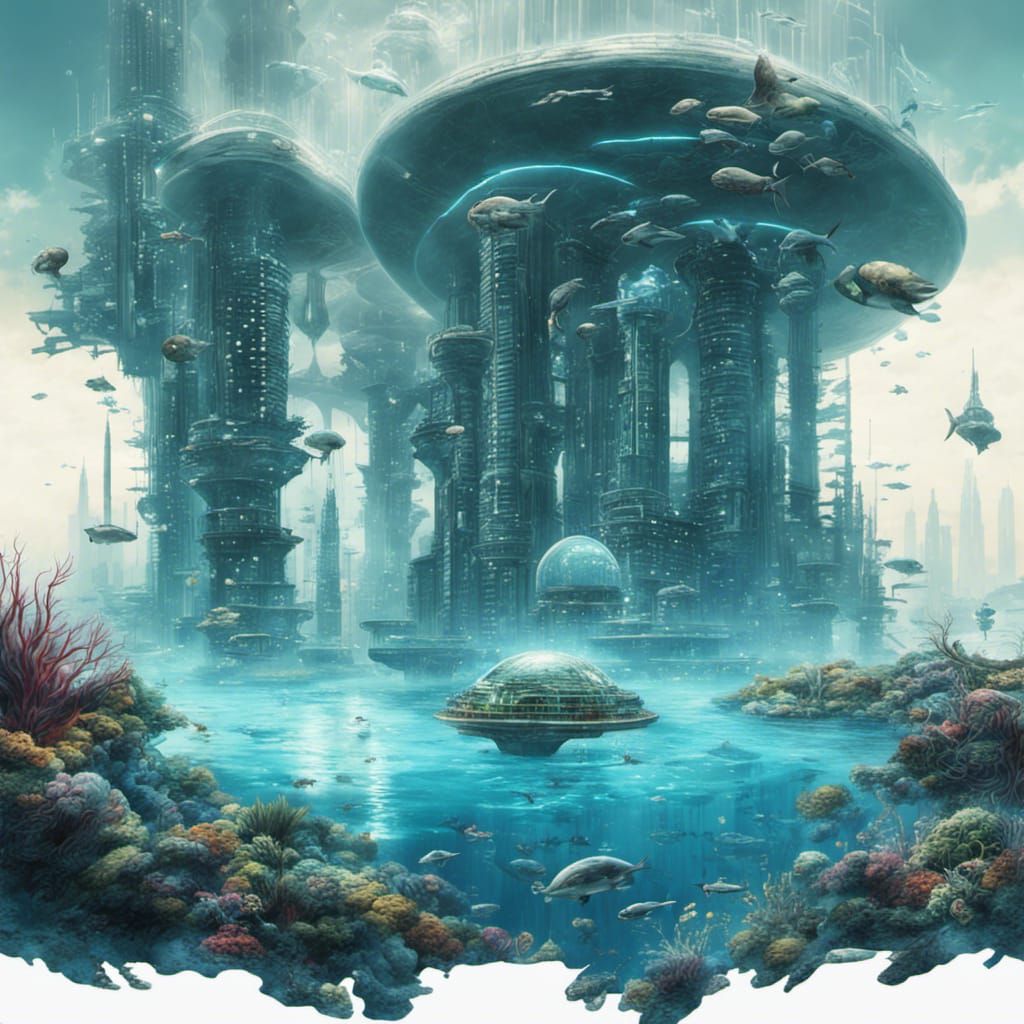 Bioluminescent Underwater City of the Future