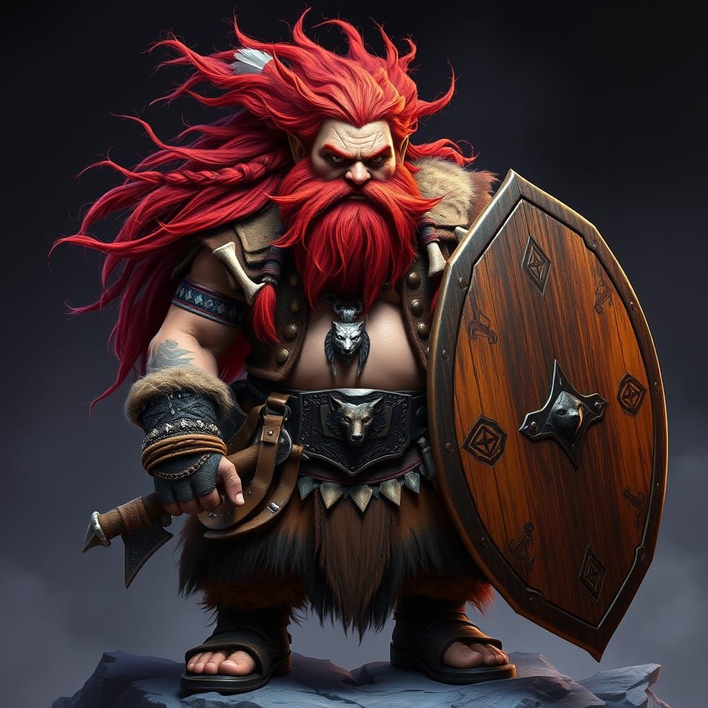 Majestic Dwarf Warrior in Dark Fantasy Style