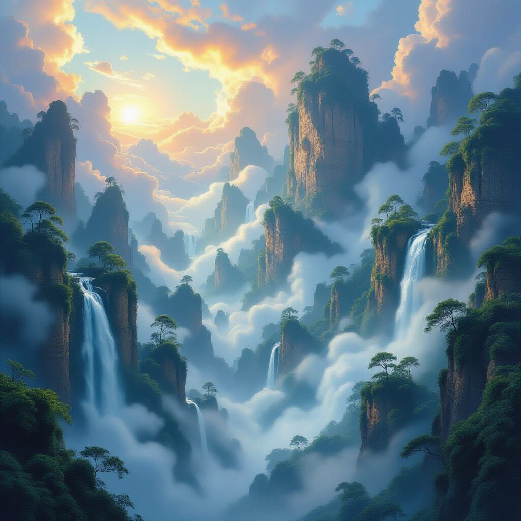 Dreamy Mythological Landscape Poster in Lyrical Abstraction ...