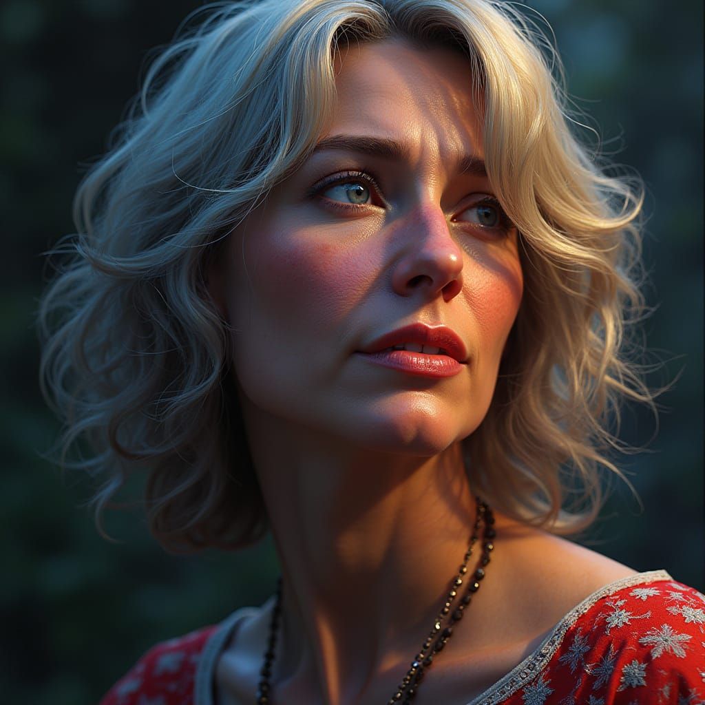 Seductive Silver Siren in Vibrant Triadic Hues